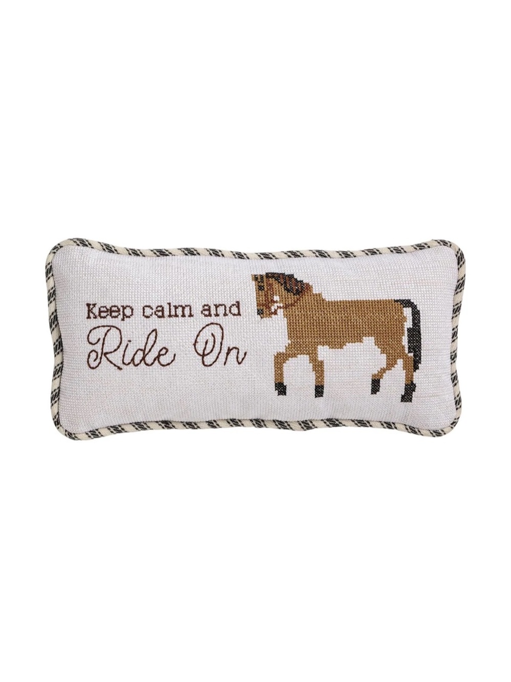 MUD PIE NWT HORSE NEEDLEPOINT MINI PILLOW